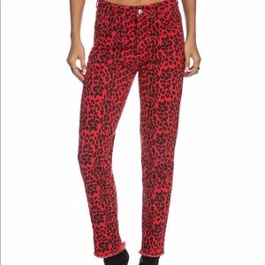 Red leopard print jeans